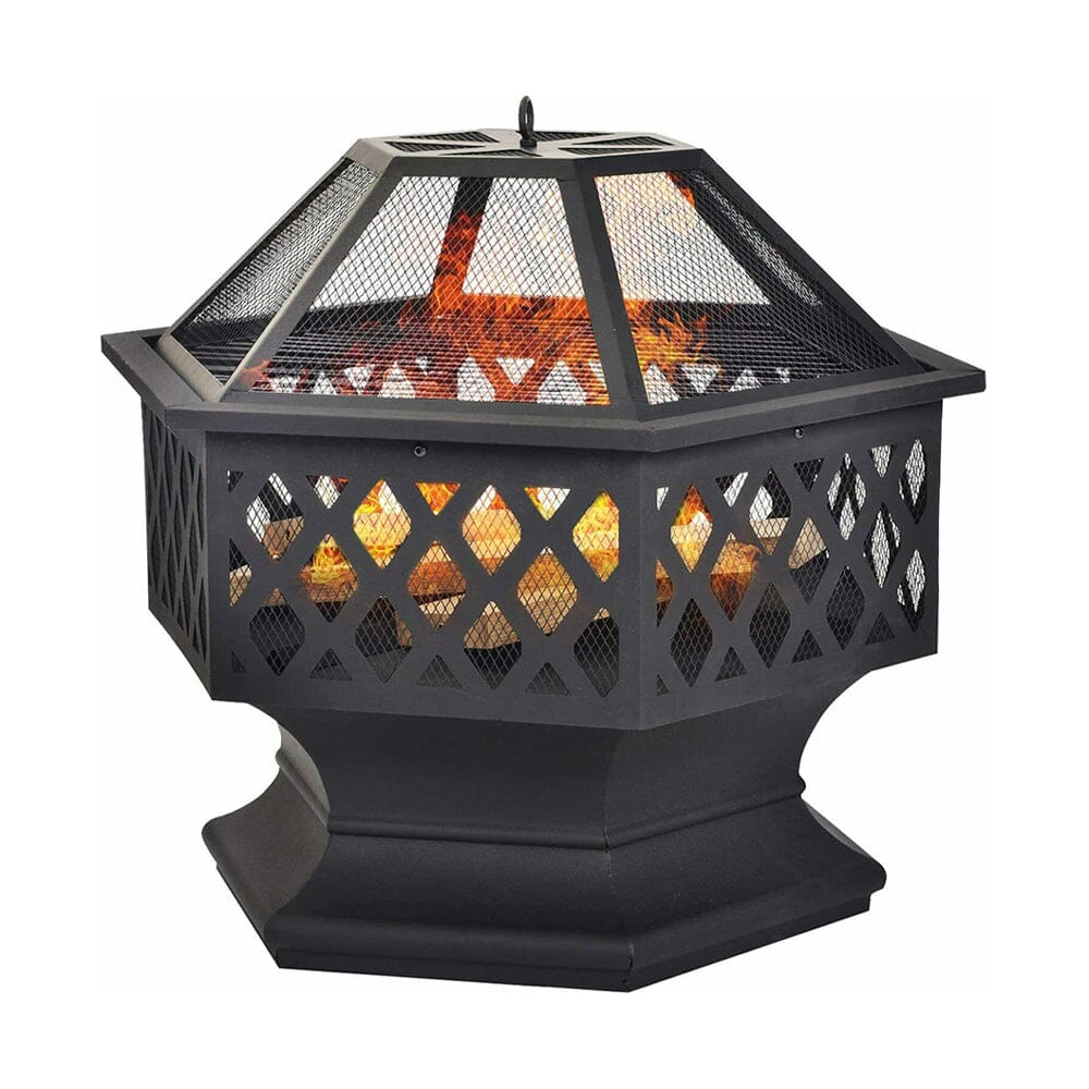 70cm Hexagonal Outdoor Fire Pit & BBQ Grill Living and Home 
