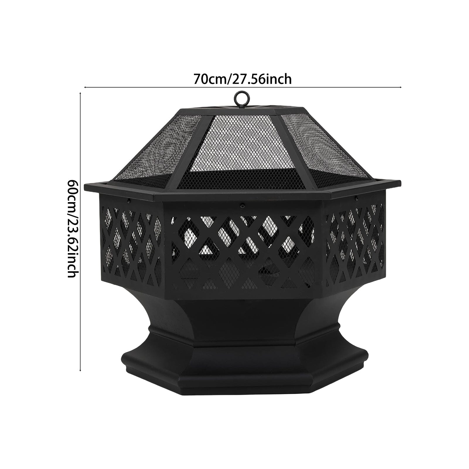 70cm Hexagonal Outdoor Fire Pit & BBQ Grill Living and Home 