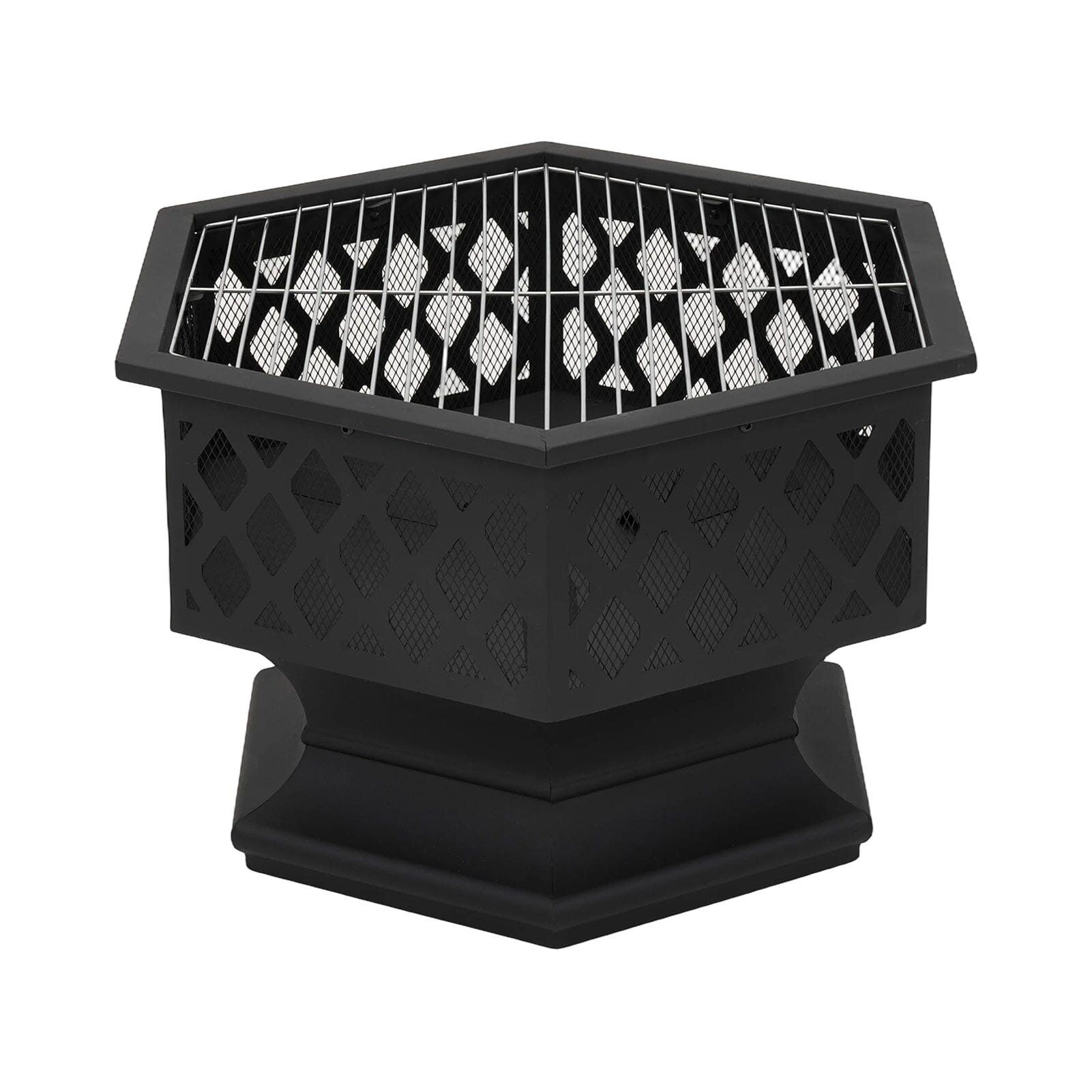 70cm Hexagonal Outdoor Fire Pit & BBQ Grill Living and Home 