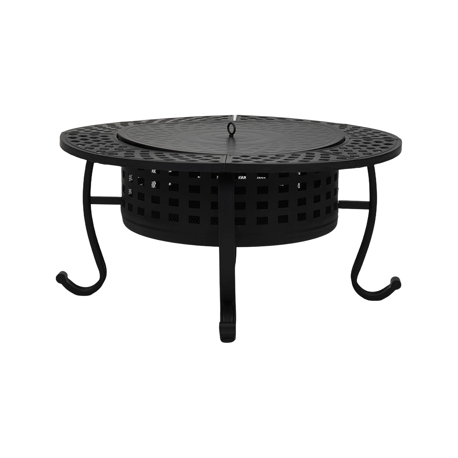 Large Round Fire Pit & BBQ Grill | 93cm Diameter Outdoor Fire Bowl for Garden & Camping Living and Home 