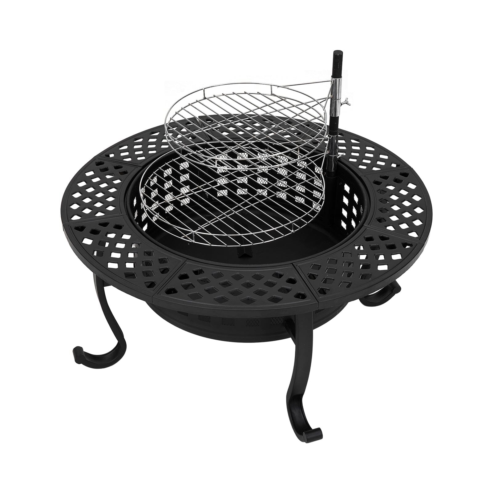 Large Round Fire Pit & BBQ Grill | 93cm Diameter Outdoor Fire Bowl for Garden & Camping Living and Home 