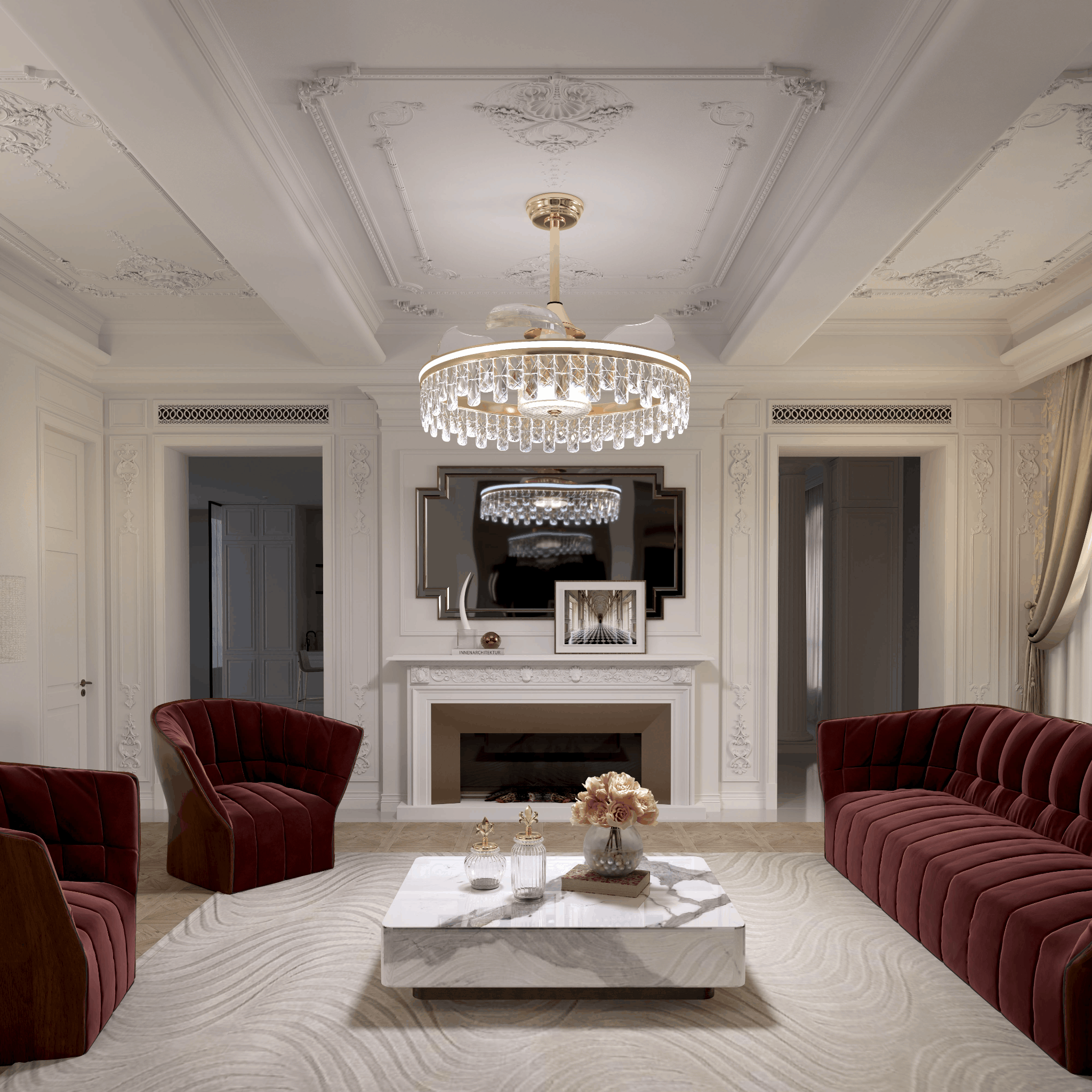 Lightsin 60cm Modern Gold Crystal Ceiling Fan with Light Lightsin UK 