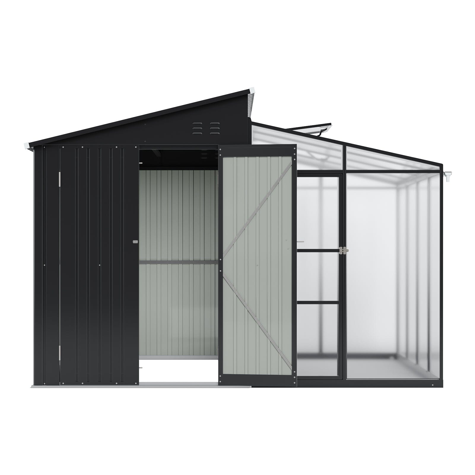 Metal Garden Shed & Greenhouse Combo with Acrylic Panels Living and Home 