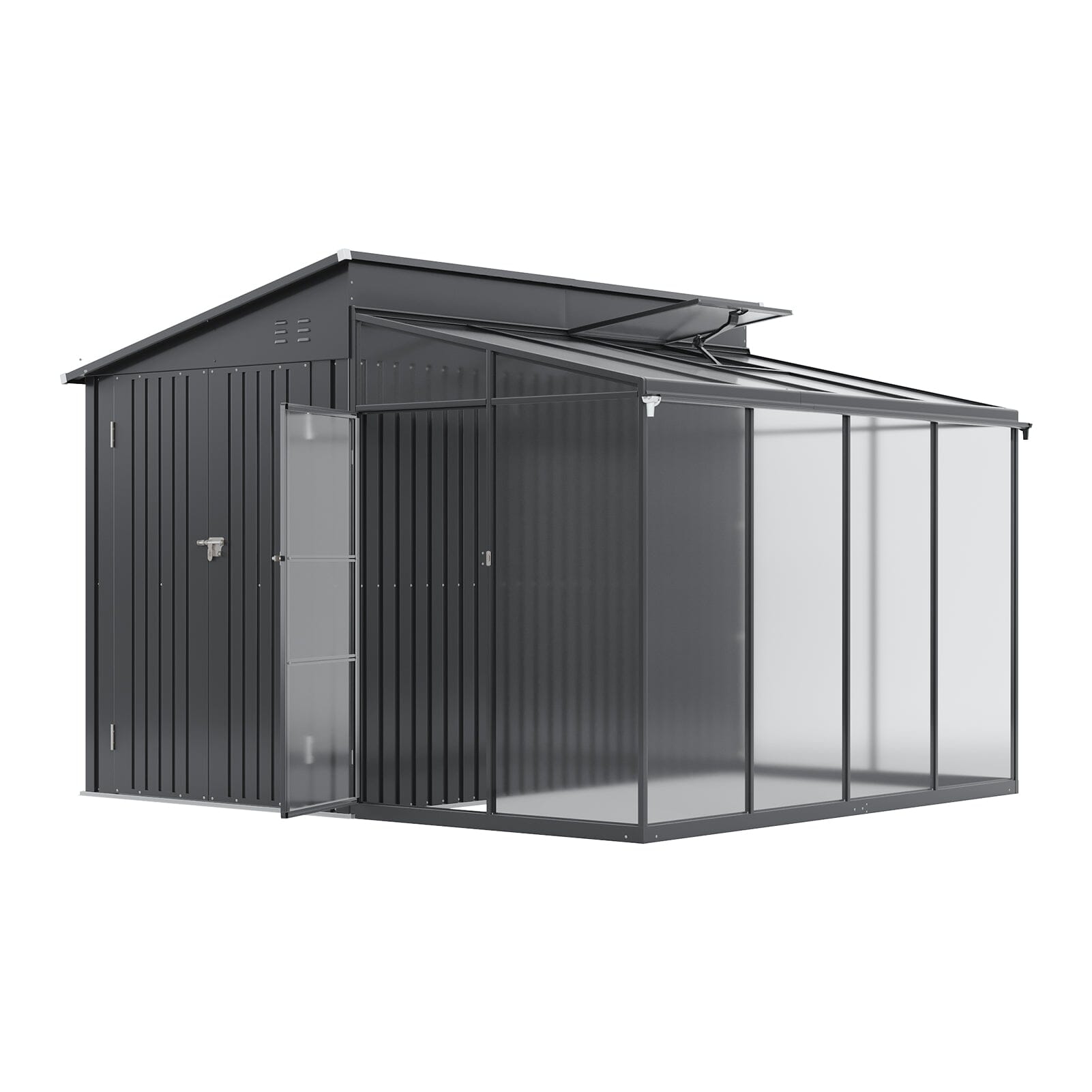 Metal Garden Shed & Greenhouse Combo with Acrylic Panels Living and Home 