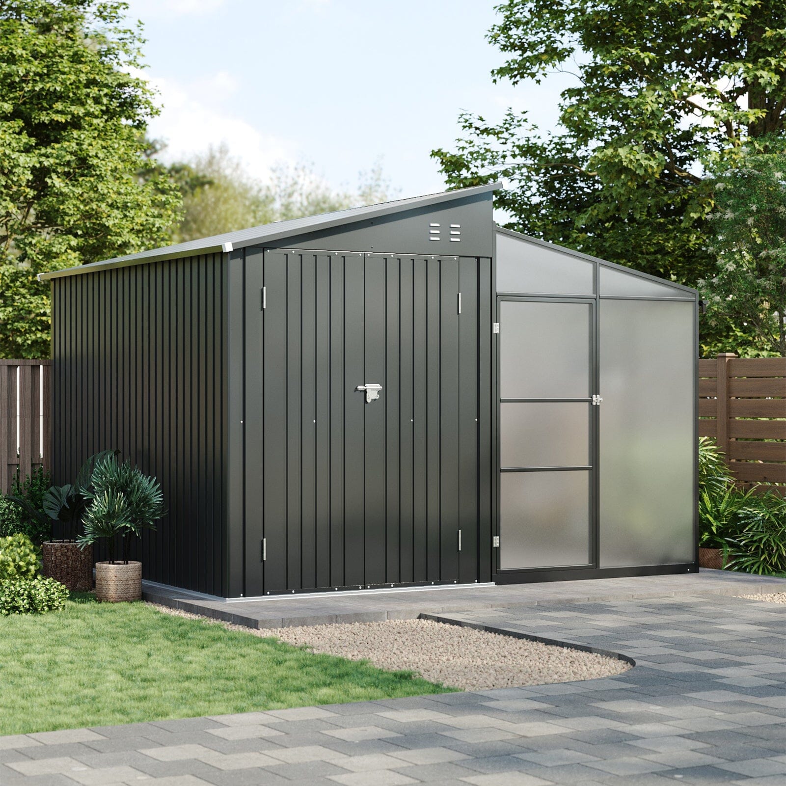 Metal Garden Shed & Greenhouse Combo with Acrylic Panels Living and Home 