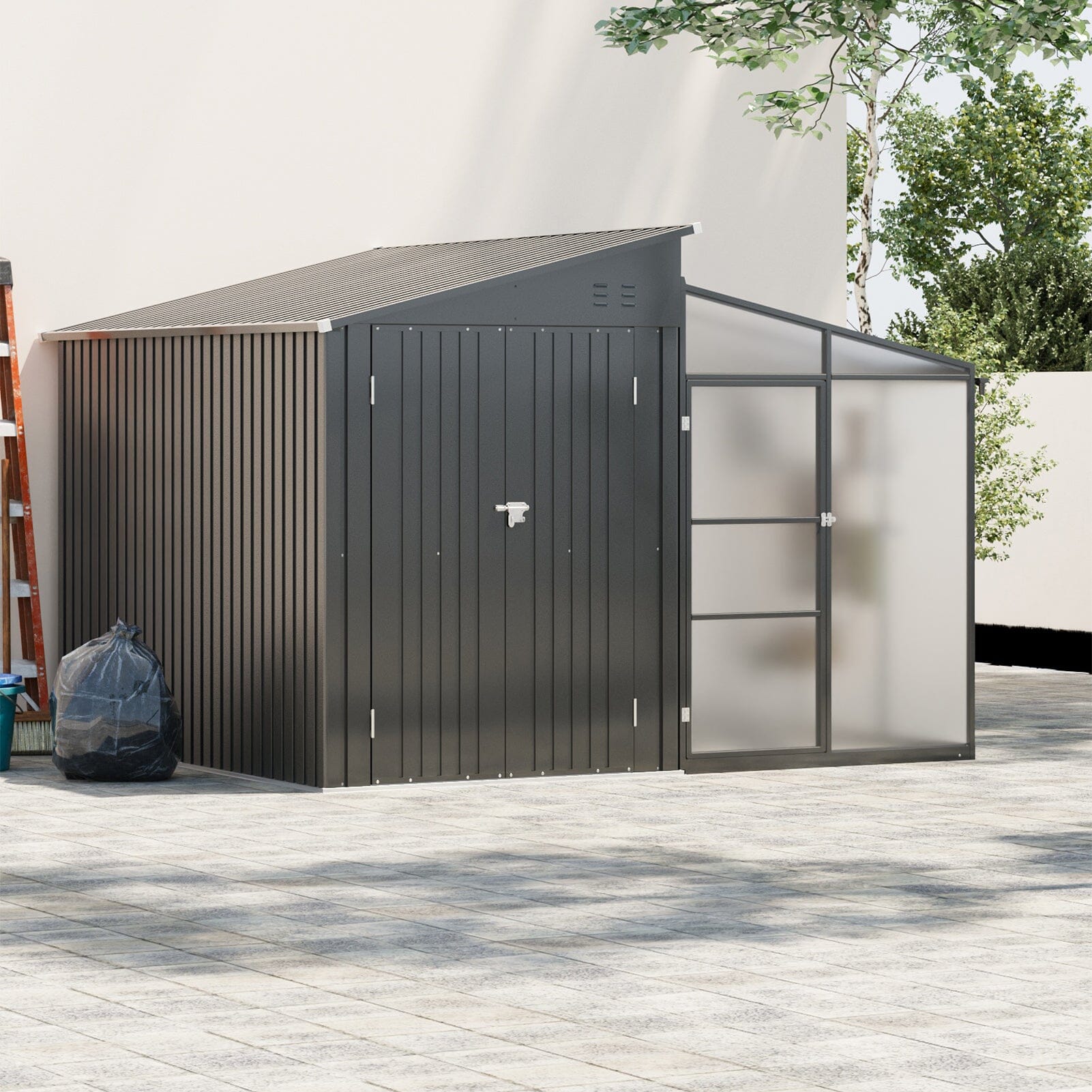 Metal Garden Shed & Greenhouse Combo with Acrylic Panels Living and Home 