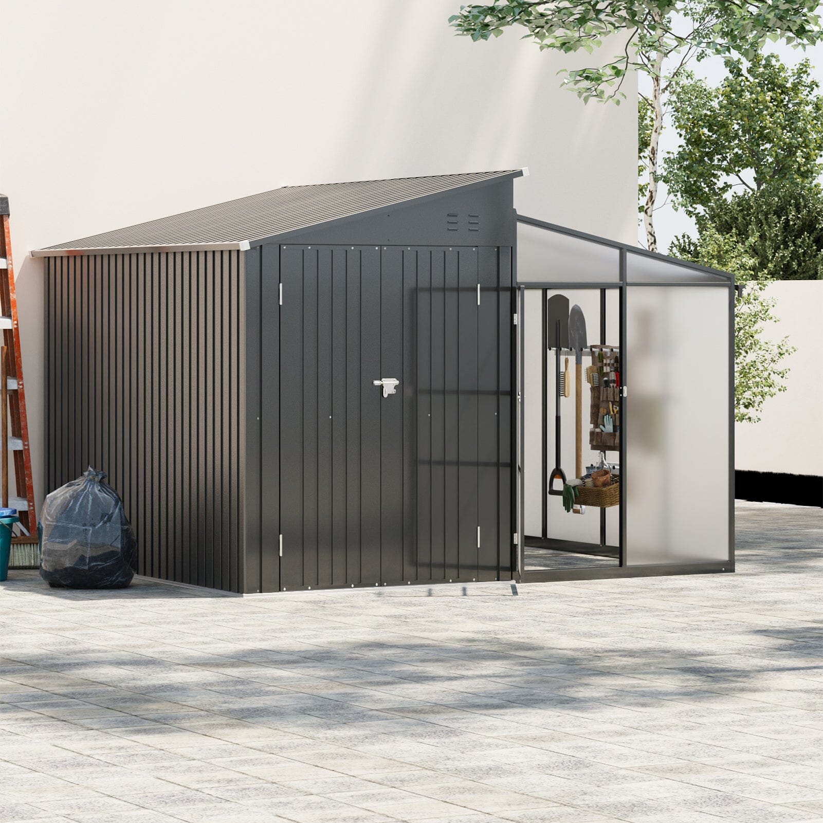 Metal Garden Shed & Greenhouse Combo with Acrylic Panels Living and Home 