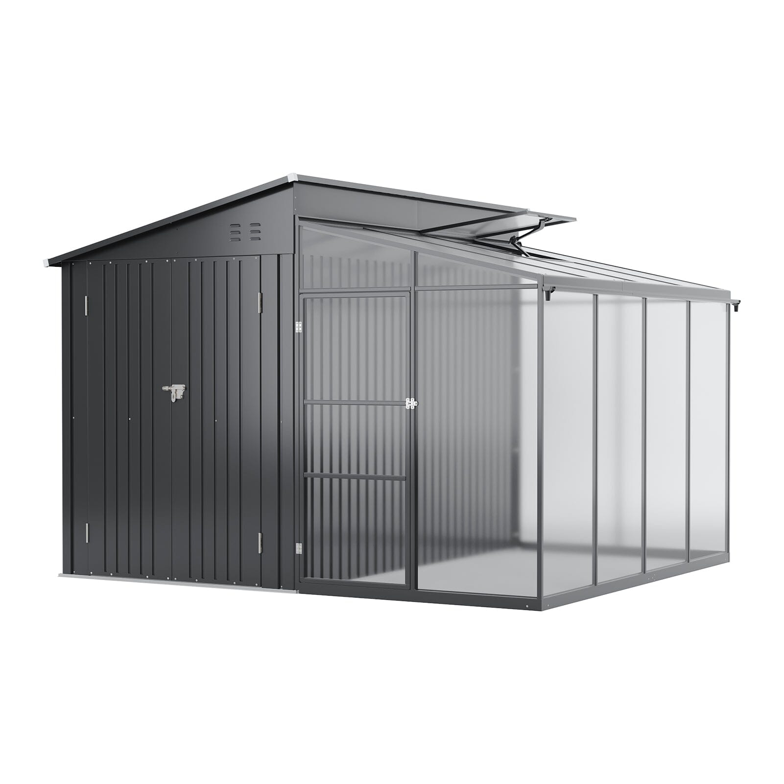 Metal Garden Shed & Greenhouse Combo with Acrylic Panels Living and Home 