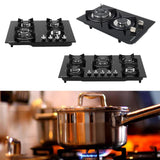 Black Tempered Glass 2/4-Burner Gas Cooktop Gas Cooktops Living and Home 