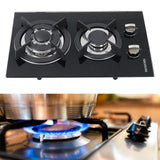 Black Tempered Glass 2/4-Burner Gas Cooktop Gas Cooktops Living and Home 51cm W x 30cm D 