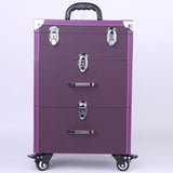 2 Drawers Portable Lockable Cosmetic Makeup Travel Case Black/Purple Makeup Organizers Living and Home 