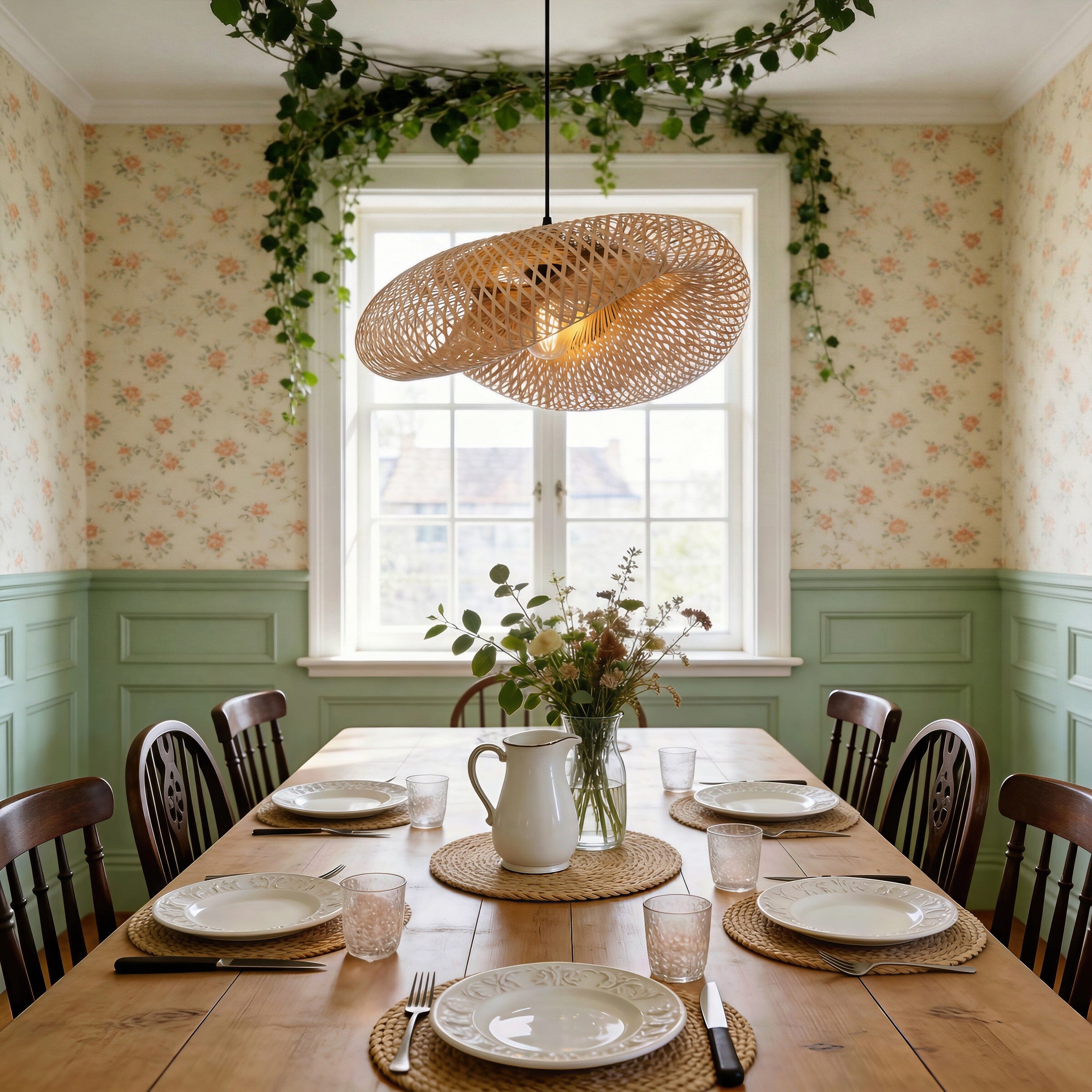 Lightsin Eco-Friendly Handmade Bamboo Pendant Light Fitting for Dining Room & Living Room Lightsin UK D80cm 1 Unit 