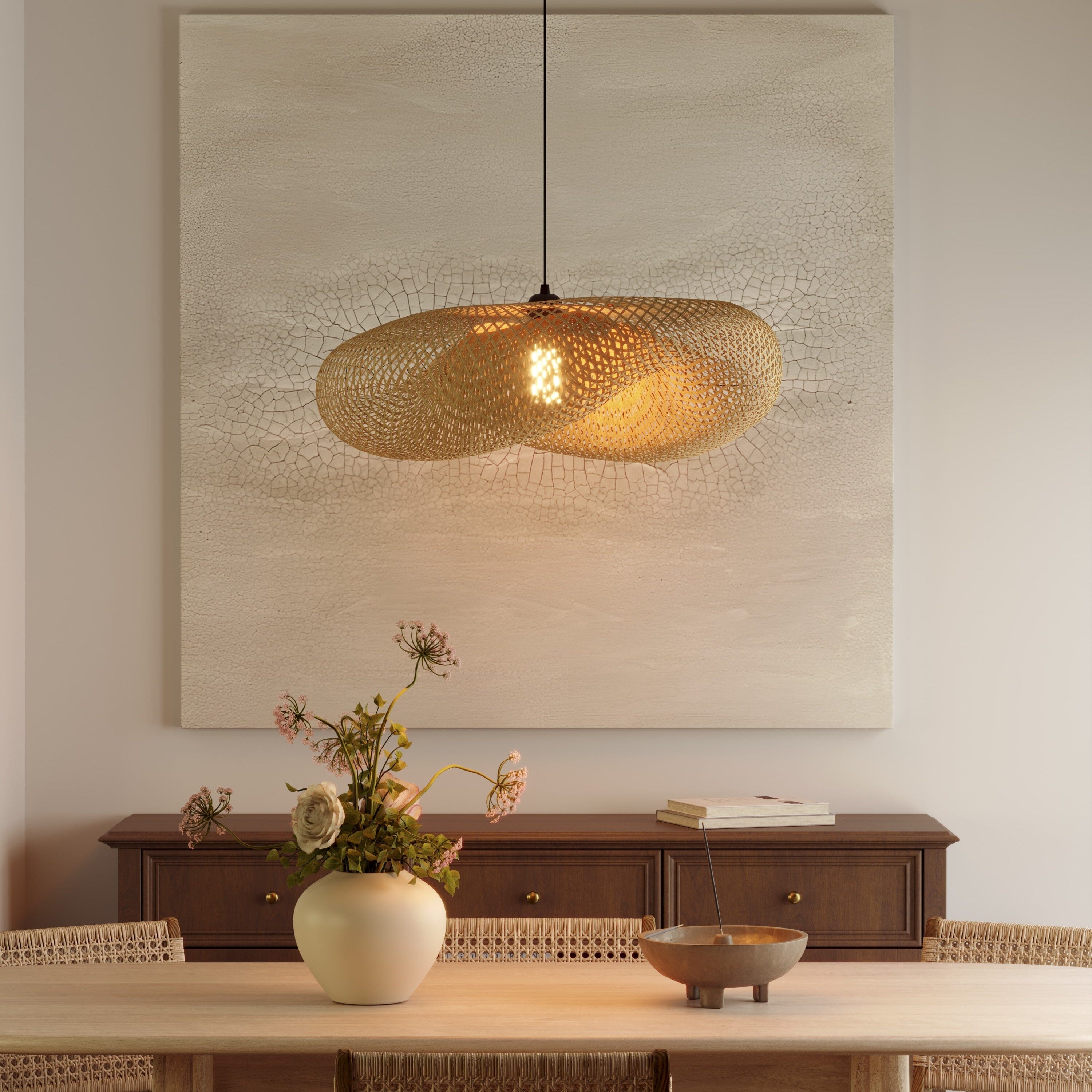 Lightsin Eco-Friendly Handmade Bamboo Pendant Light for Dining Room & Living Room Lightsin UK D60cm 