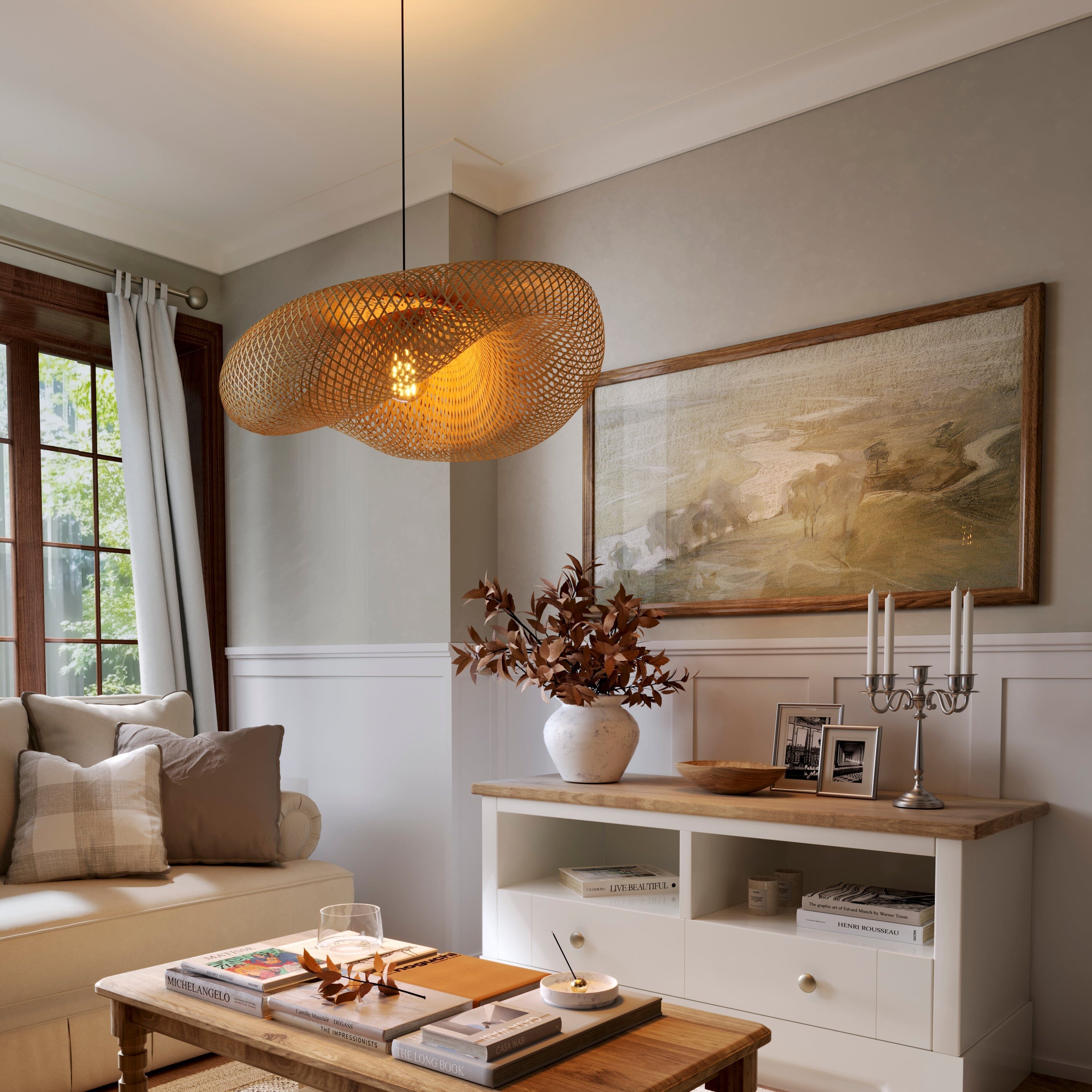 Lightsin Eco-Friendly Handmade Bamboo Pendant Light for Dining Room & Living Room Lightsin UK 