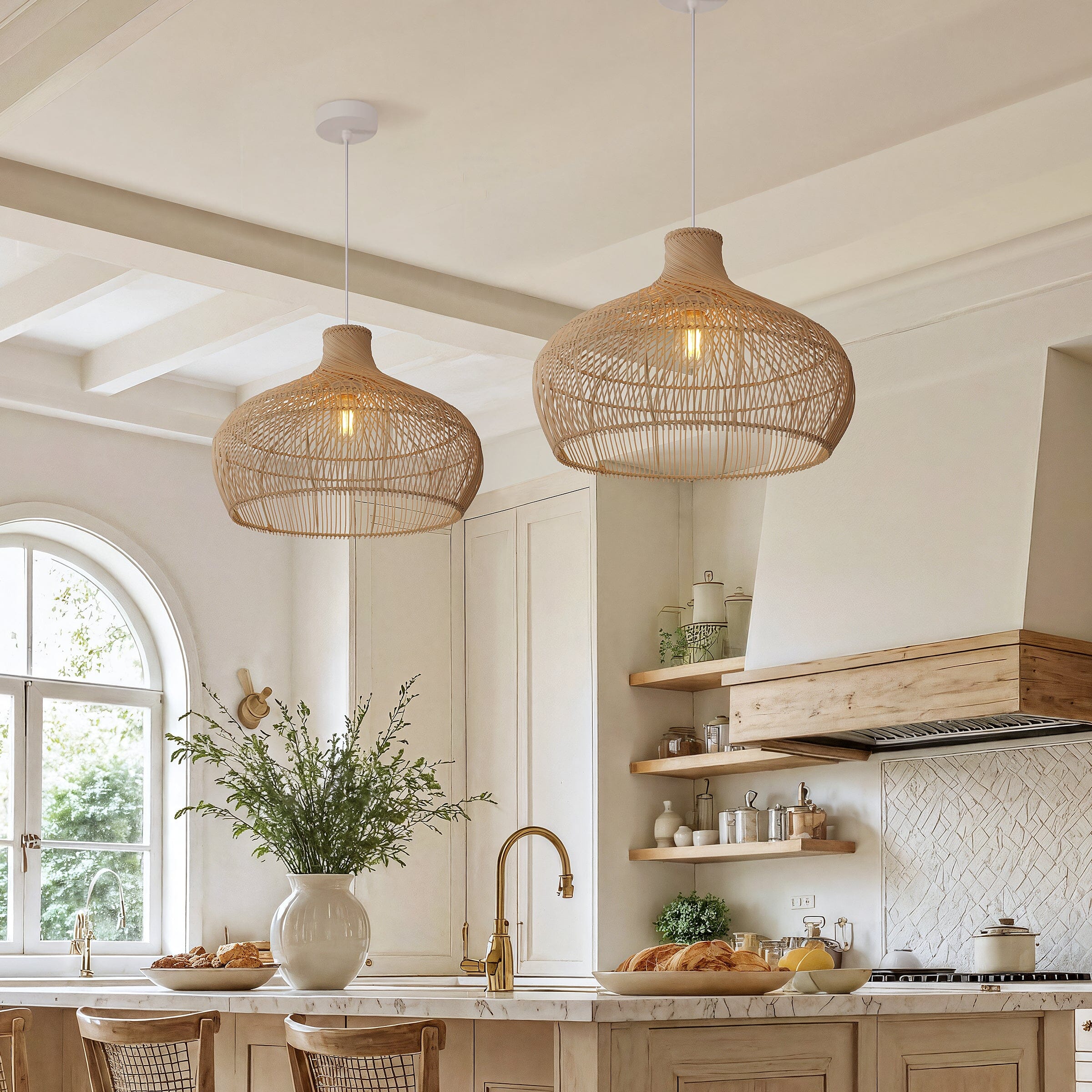 Lightsin Handwoven Gourd Shaped Rattan Pendant Light Lightsin UK 