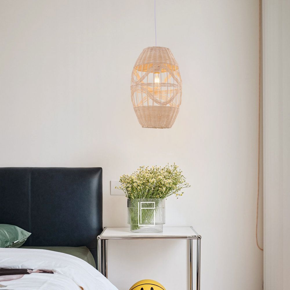 Lightsin Boho-Chic Handwoven Elongated Oval Rattan Pendant Light Lightsin UK 