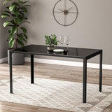 1.4M Modern Black Glass Dining Table with Metal Legs Dining Tables Living and Home 