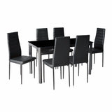 Simplicity Modern Black Glass Dining Table with Metal Legs Dining Tables Living and Home 