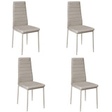 Set of 4 Leather Upholstered Dining Chairs with Metal Legs Dining Chairs Living and Home Brown 
