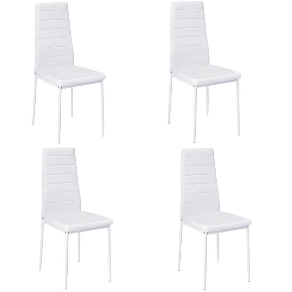 Set 4 Leather Upholstered Dining Chairs Metal Legs