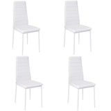Set of 4 Leather Upholstered Dining Chairs with Metal Legs Dining Chairs Living and Home White 