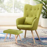 Soft Velvet Wingback Lounge Chair and Footstool Wingback Chairs Living and Home Green 