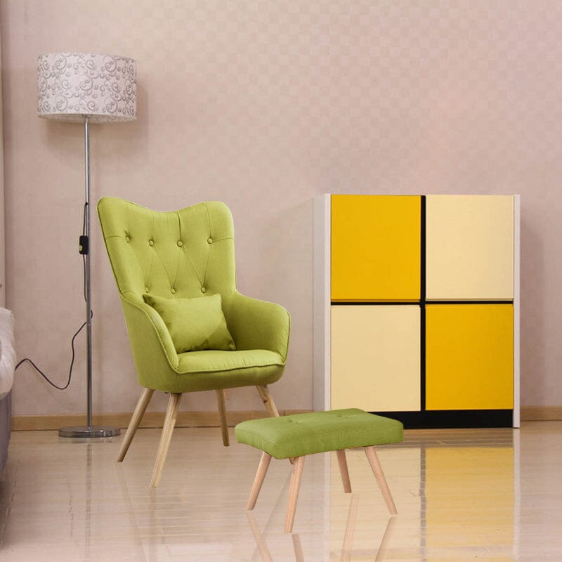 Soft Velvet Wingback Lounge Chair and Footstool Living and Home