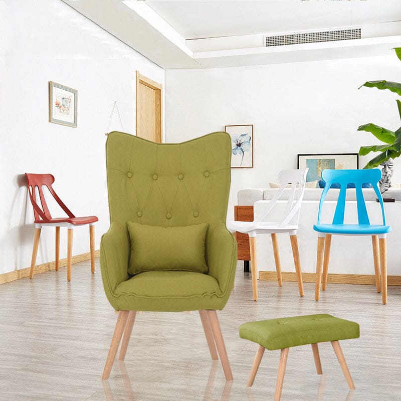 Soft Velvet Wingback Lounge Chair and Footstool Living and Home