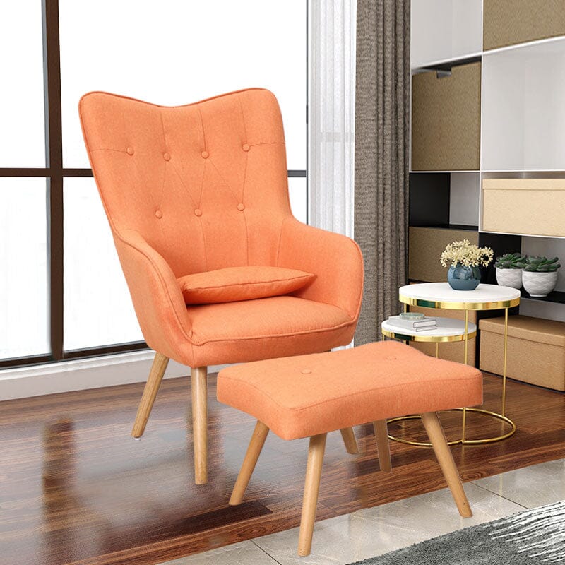 Soft Velvet Wingback Lounge Chair and Footstool Living and Home