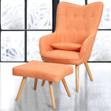 Soft Velvet Wingback Lounge Chair and Footstool Wingback Chairs Living and Home Orange 