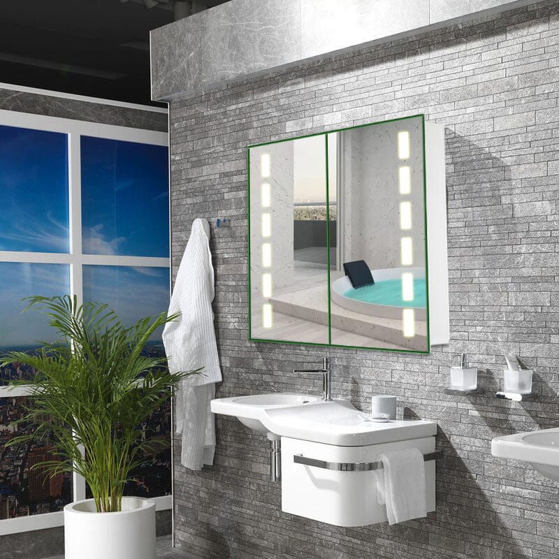65cm Wide Bluetooth LED Mirror Cabinet for Bathroom Bathroom Mirror Cabinets Living and Home 