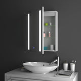 60cm Height Modern LED Illuminated Bathroom Mirror Cabinet with Socket Bathroom Mirror Cabinets Living and Home 