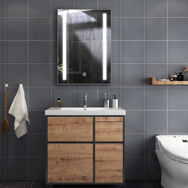 70cm Height Modern LED Illuminated Bathroom Mirror Cabinet with Socket Bathroom Mirror Cabinets Living and Home 