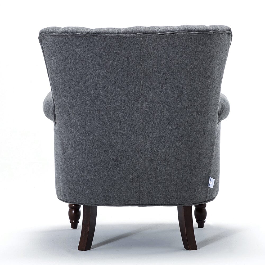 Vintage Linen Upholstered Wing Back Armchair Armchair Living and Home 