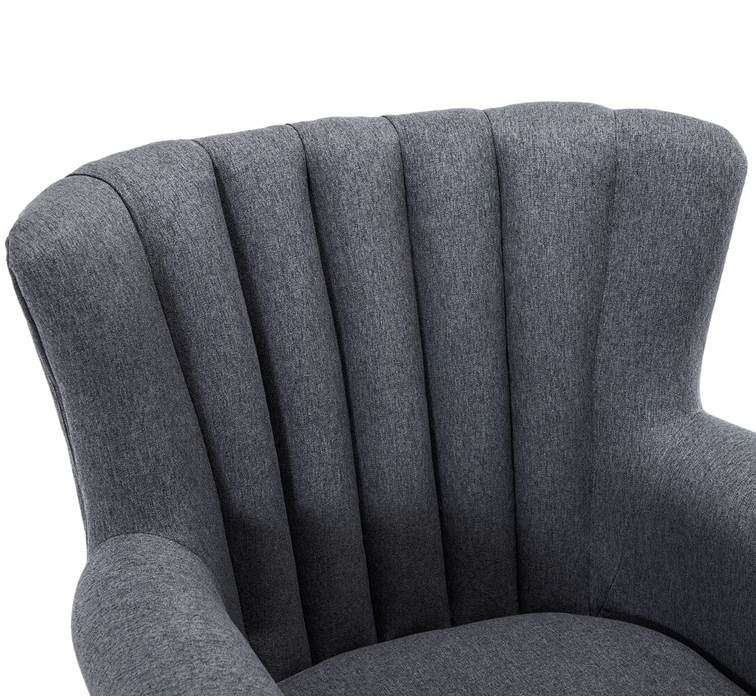 Vintage Linen Upholstered Wing Back Armchair Armchair Living and Home 