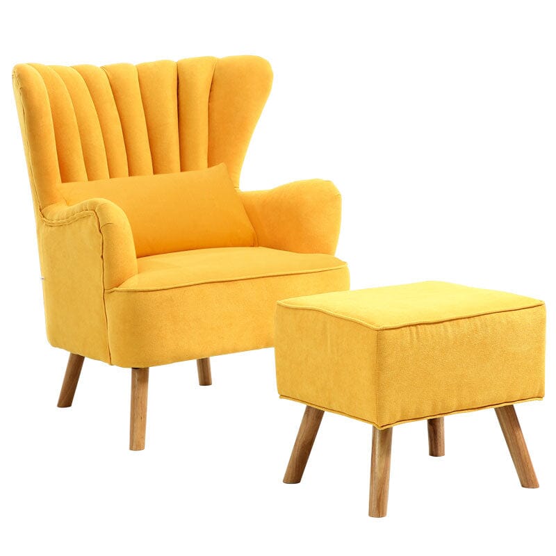 Occasion Faux Wool Wingback Chair Padded Armchair and Footstool Wingback Chairs Living and Home 