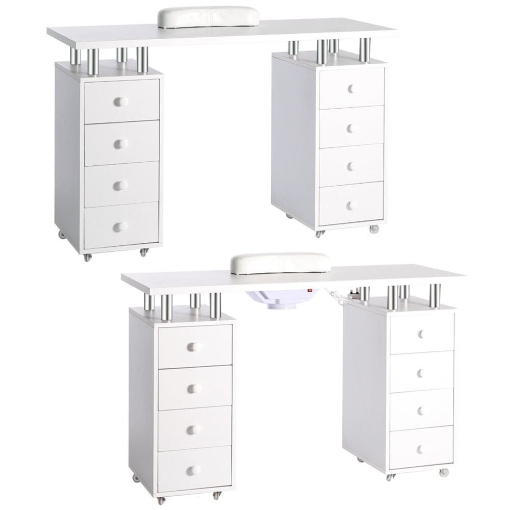8-drawer Manicure Station Nail Beauty Table on Wheels for Salons Living and Home 