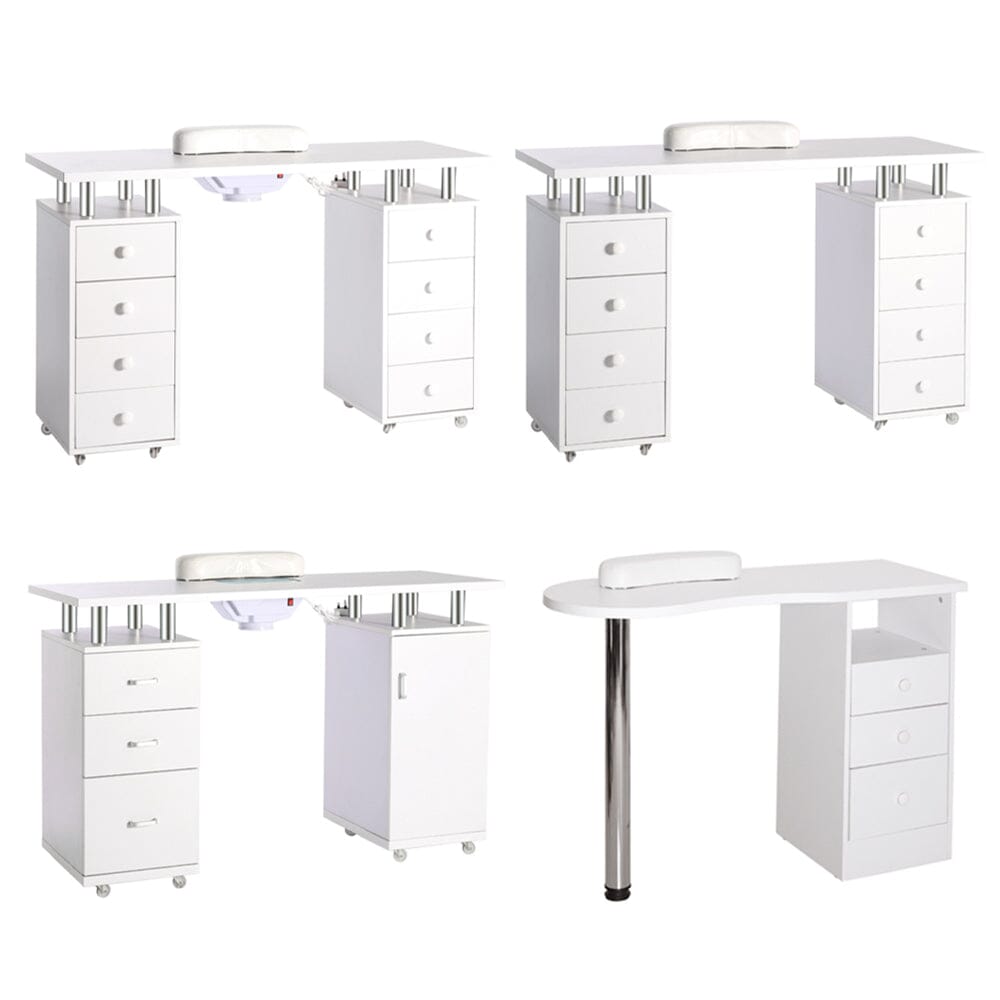 8-drawer Manicure Station Nail Beauty Table on Wheels for Salons Living and Home 