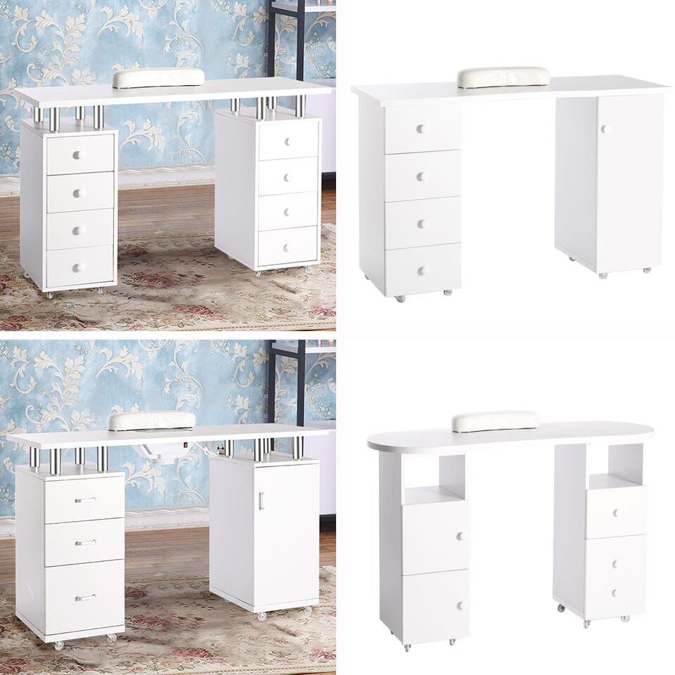8-drawer Manicure Station Nail Beauty Table on Wheels for Salons Living and Home 