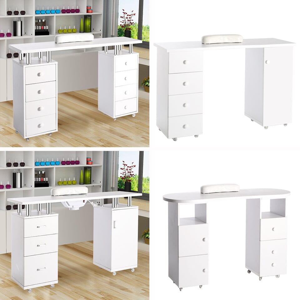 8-drawer Manicure Station Nail Beauty Table on Wheels for Salons Living and Home 
