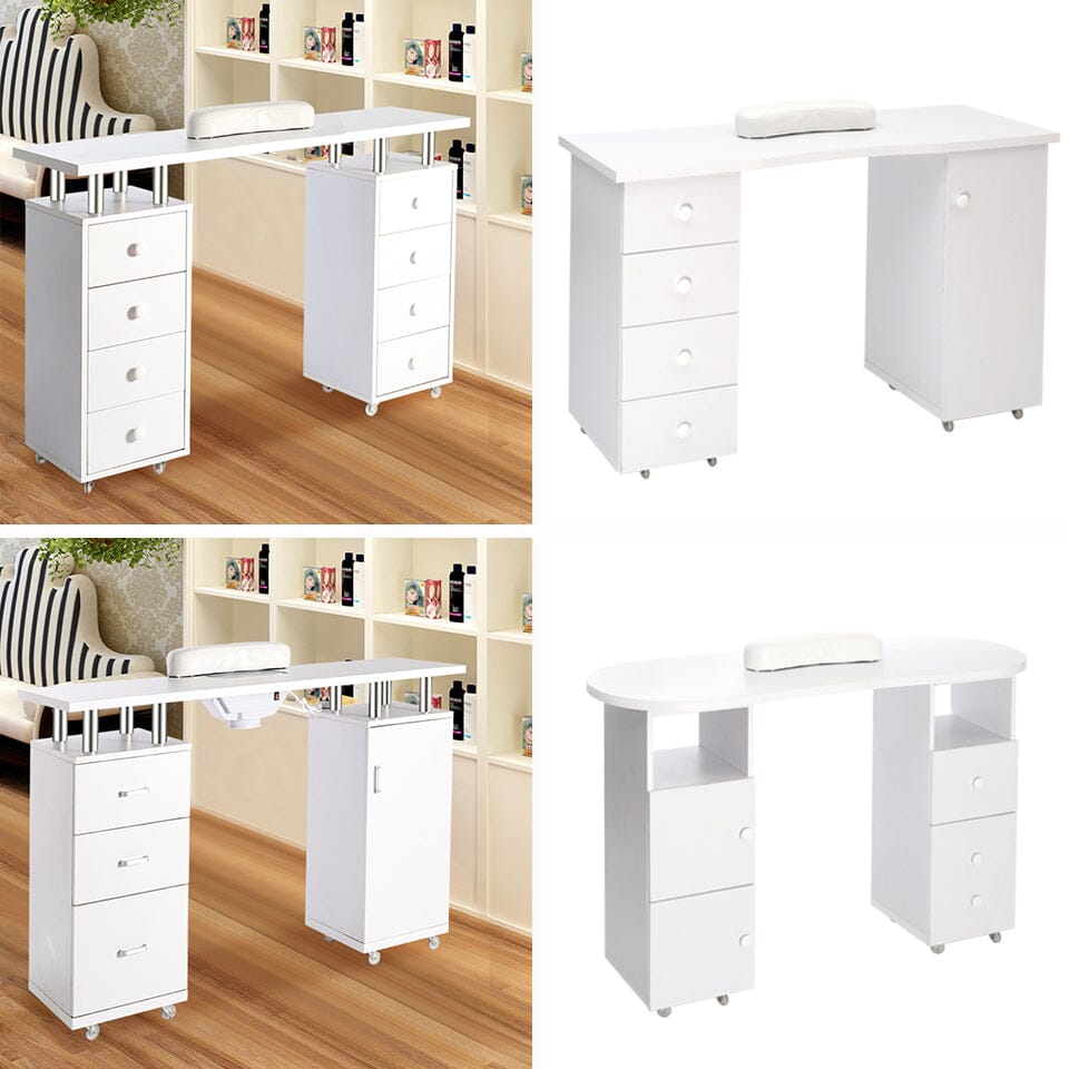 8-drawer Manicure Station Nail Beauty Table on Wheels for Salons Living and Home 