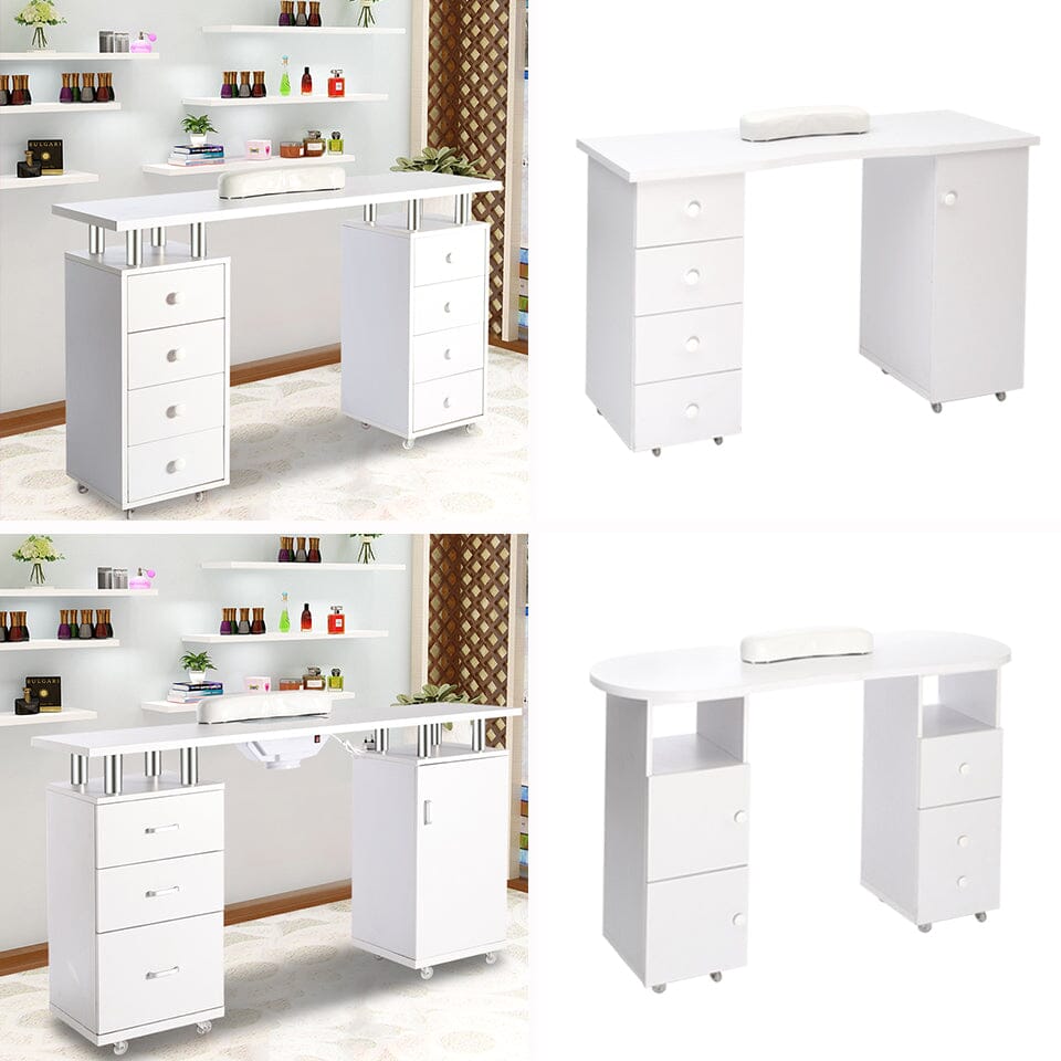 8-drawer Manicure Station Nail Beauty Table on Wheels for Salons Living and Home 