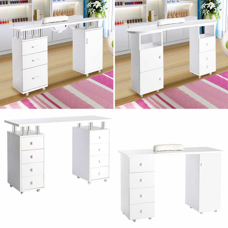 8-drawer Manicure Station Nail Beauty Table on Wheels for Salons Living and Home 