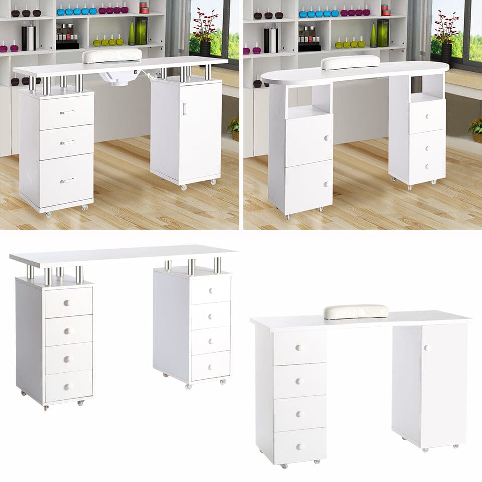 8-drawer Manicure Station Nail Beauty Table on Wheels for Salons Living and Home 