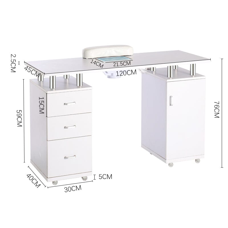 Professional Manicure Station Nail Table on Wheels with Dust Collector Dressing Tables Living and Home 