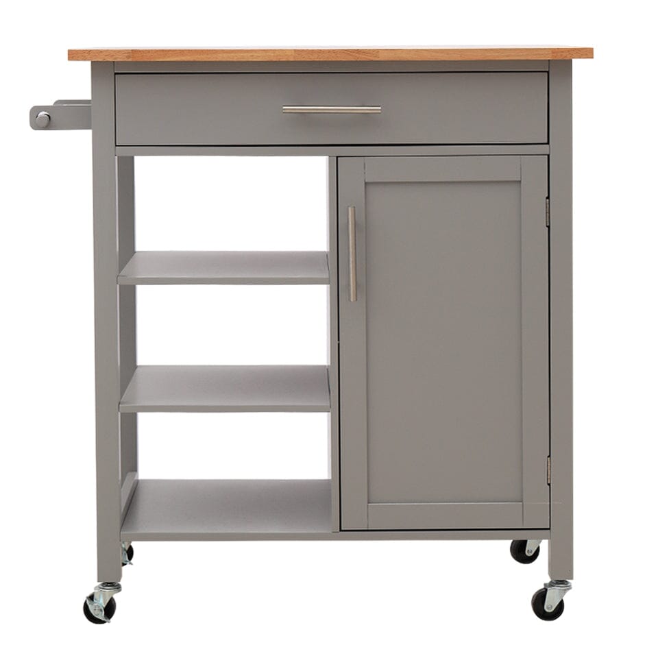 92cm H Grey Kitchen Storage Trolley with 360 degrees Locking Wheels