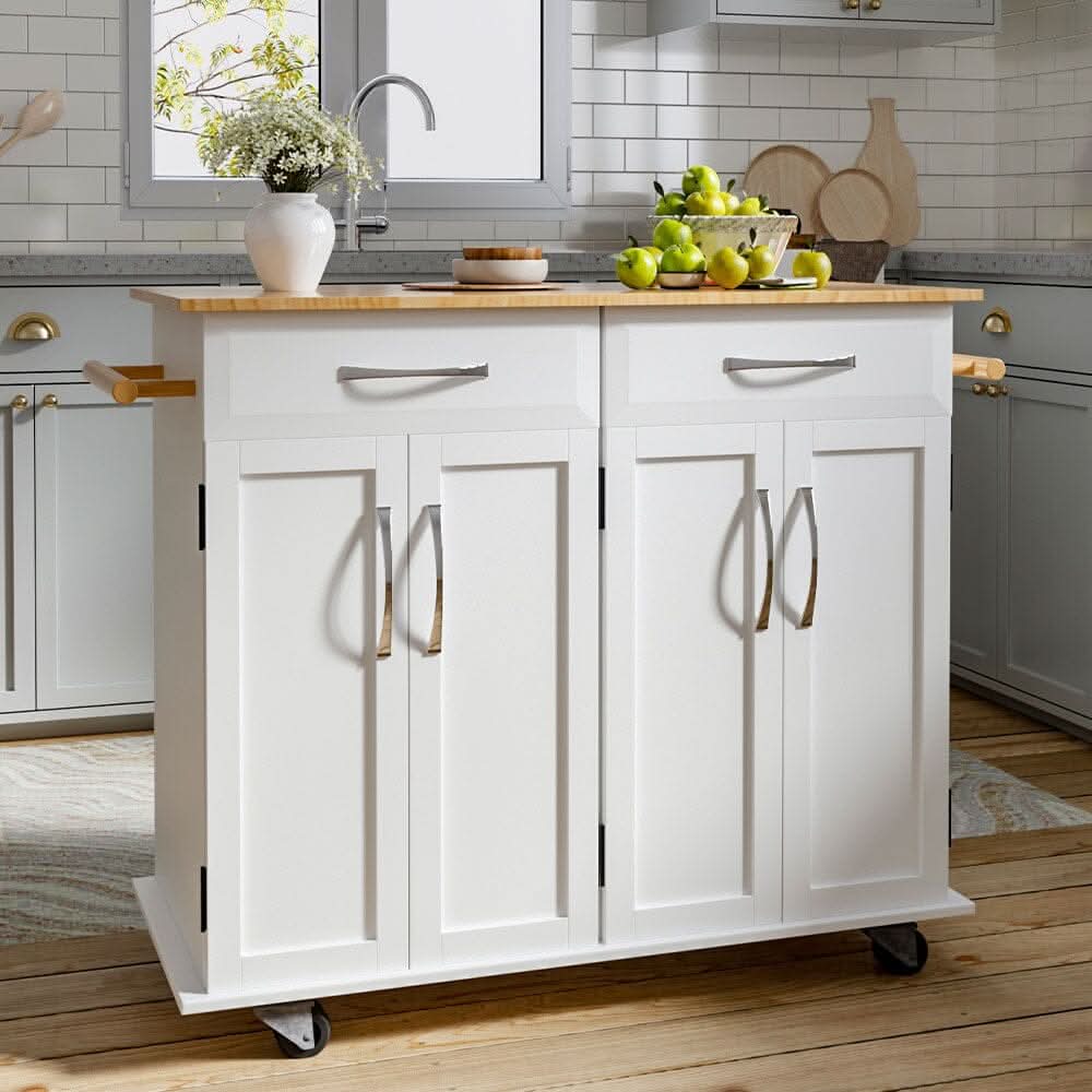 3ft Wooden Large Catering Trolley Cart Kitchen Cabinet Drawer