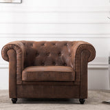 110cm Wide Retro Faux Leather Chesterfield Rolled Chair