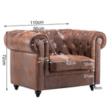 110cm Wide Retro Faux Leather Chesterfield Rolled Chair Chesterfield Chairs Living and Home 