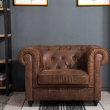 Brown Faux Leather Chesterfield Rolled Chair Chesterfield Chairs Living and Home 